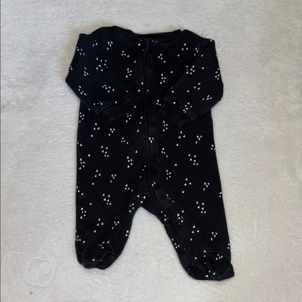 George Black White zip up gender neutral footie/ sleeper One Piece